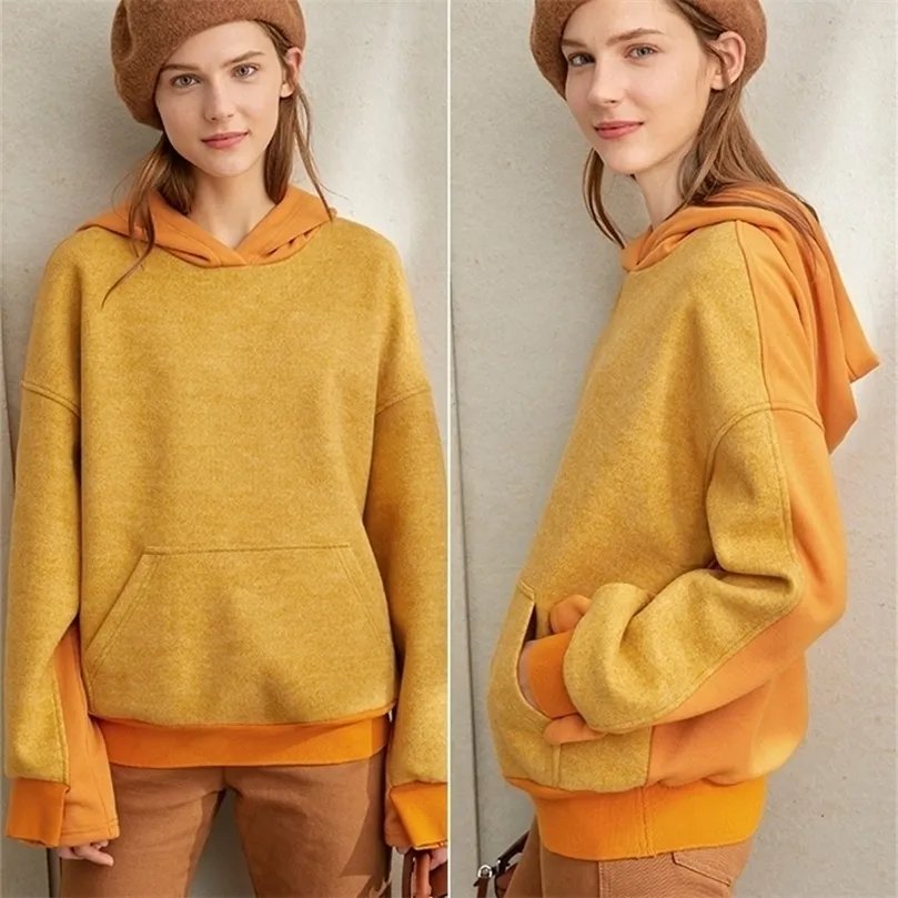 Amii minimalist patchwork sweatshirt sonbahar kadınlar rahat kapşonlu gevşek kadın kazak hoodies 11870453 201203