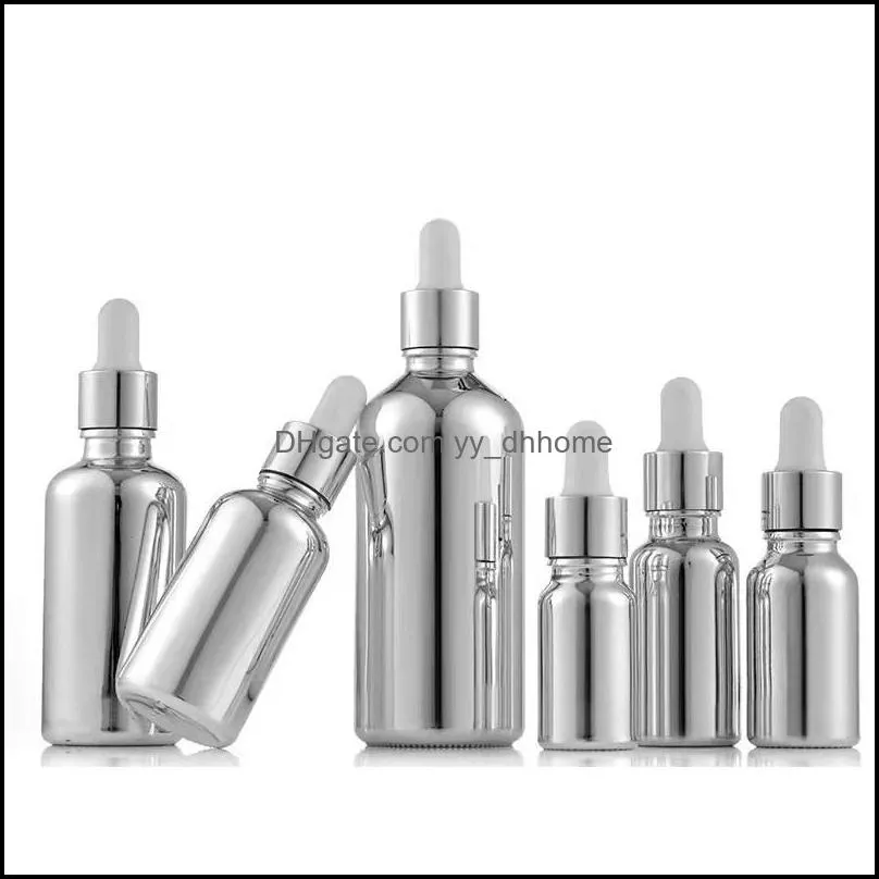 Gold/Silver Coated Glass Essential Oil Perfume Bottles Liquid Reagent Pipette Dropper Bottle 5ml 10ml 15ml 20ml 30ml 50ml 100ml