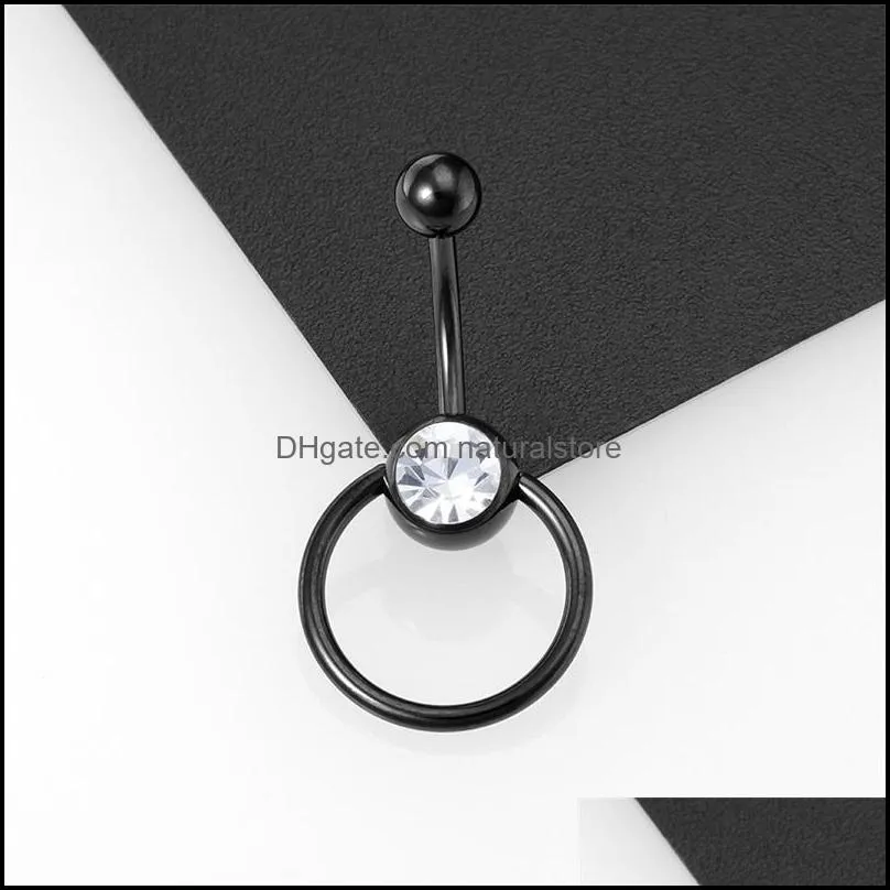4pcs/lots stainless steel czech drill navel & bell button rings round puncture ornaments woman sexy body jewelry 2 4ht t2