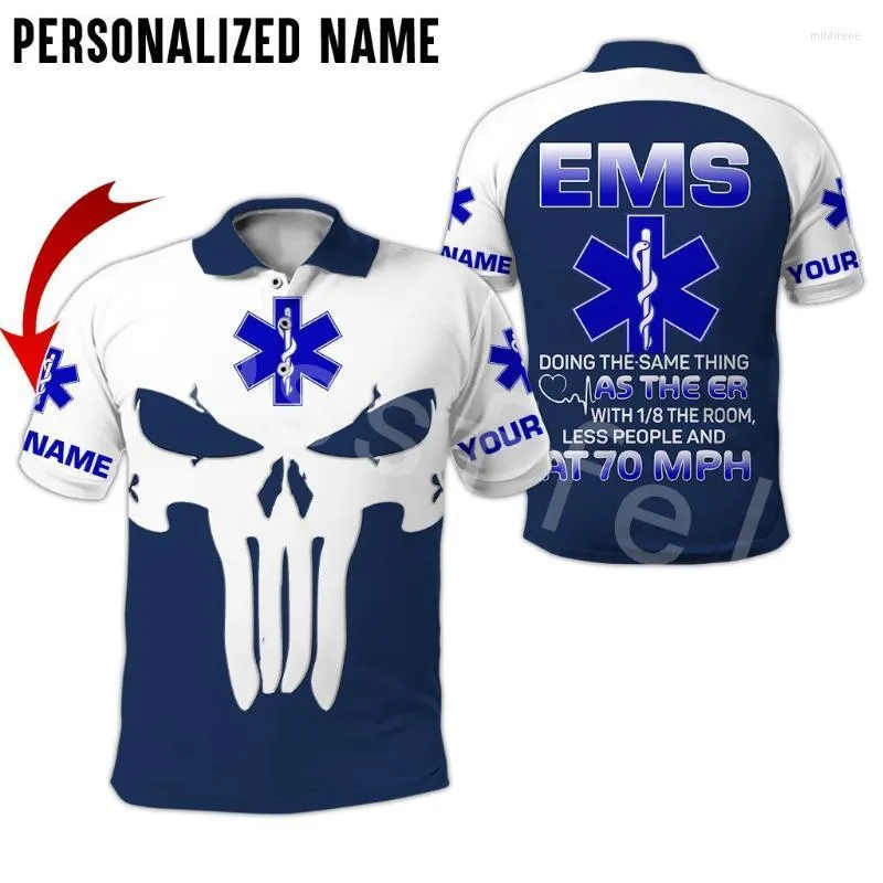 Polos pour hommes Service d'urgence EMS 3D Print Est Chemises d'été Streetwear T-shirt à manches courtes pour hommes Vêtements décontractés 23Men's MenMen's Men's