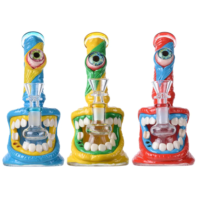 Unieke Halloween -stijl waterpijpen 4 mm dikke kop glazen beker Bongs waterpijpen douchegehoofd perc olie dab mini rigs 14 mm gewricht met kom