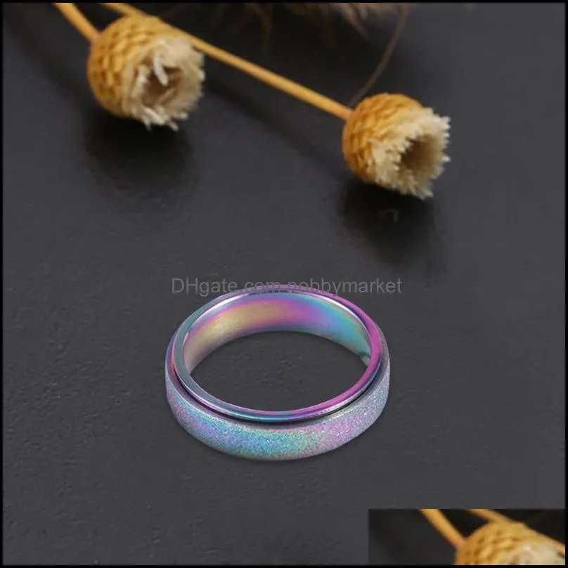 Wedding Rings For Women Stainless Steel Spinner Ring Sand Blast Finish Comfort Size 6-13 Simple Jewelry Wholesale Christmas Gift