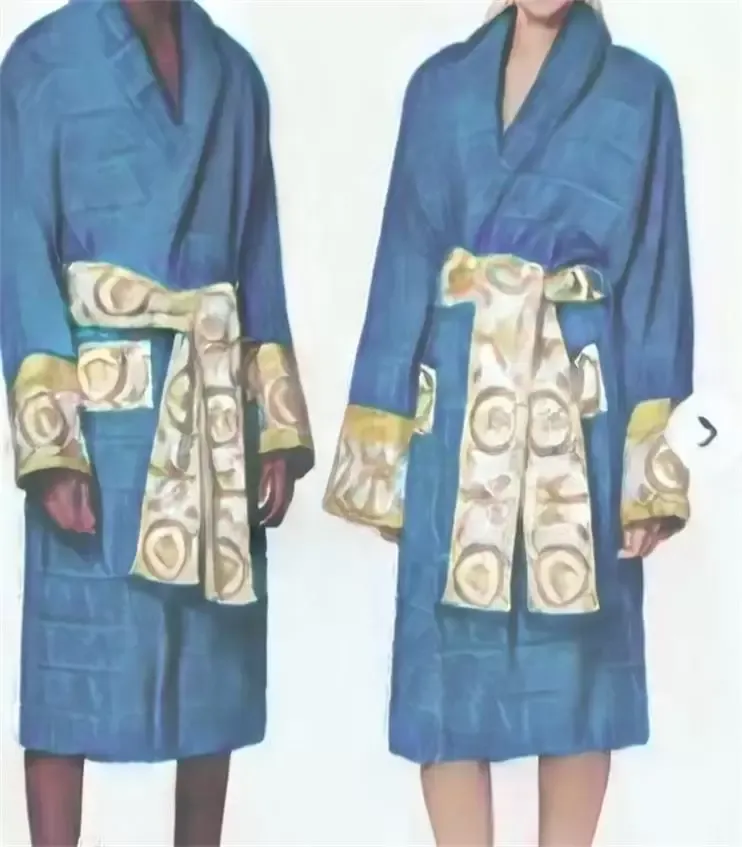 22 Designers Vercace Robe Bathrobe Fashion Pyjamas Mens Women Letter Jacquard Printing Barocco Hylsar Shawl Collar Pocket Belt 100% Cotton Vercace Robe Winter Meds