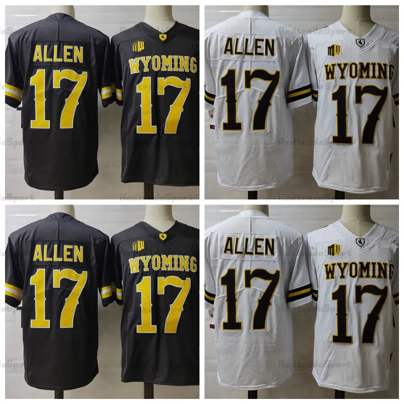 NCAA Wyoming 17 Josh Allen College Football Jerseys Mens Brown White Stitched Shirts