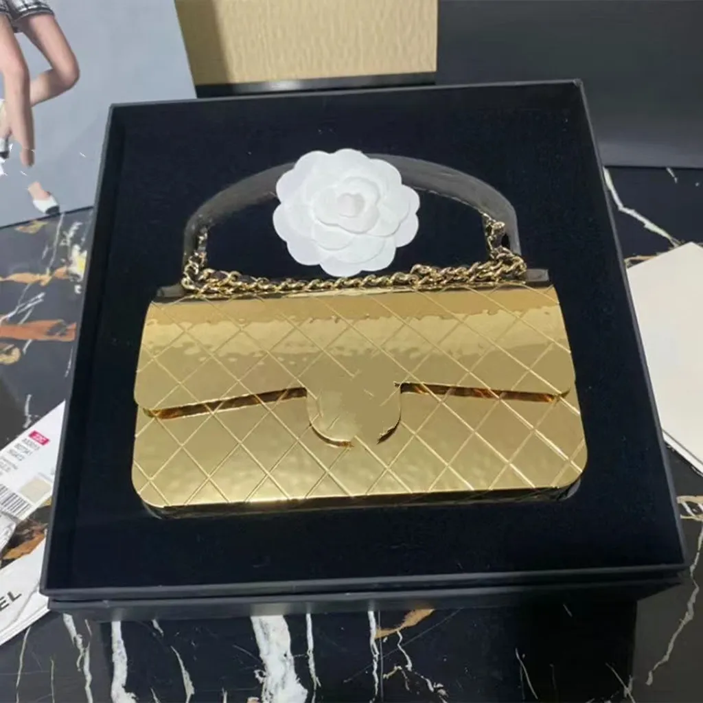 Full diamond chain bag designer luxury fashion 5A high-end quality shiny crystal single shoulder gold cross-shoulder Metal bags armpit banquet coin purse