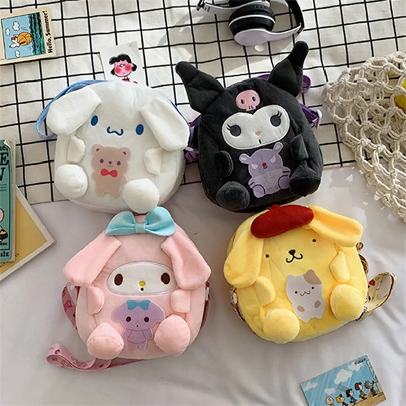 Kawaii Sanrioed My Cinnamorol Kuromi bolsa de felpa de dibujos animados suave animales de peluche chica mochila regalos de cumpleaños juguete 220725