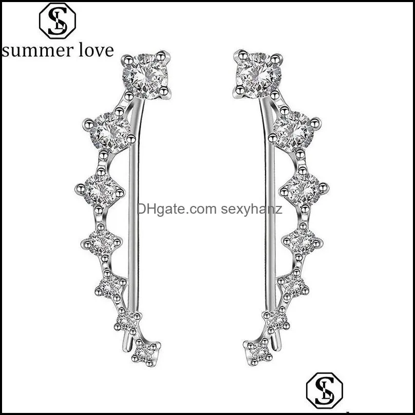 Ear Cuff Earrings Jewelry 7 Crystals Cuffs Hoop Climber Cubic Zirconia U Type Clips For Women Girls Valentines Day J Dhnhd