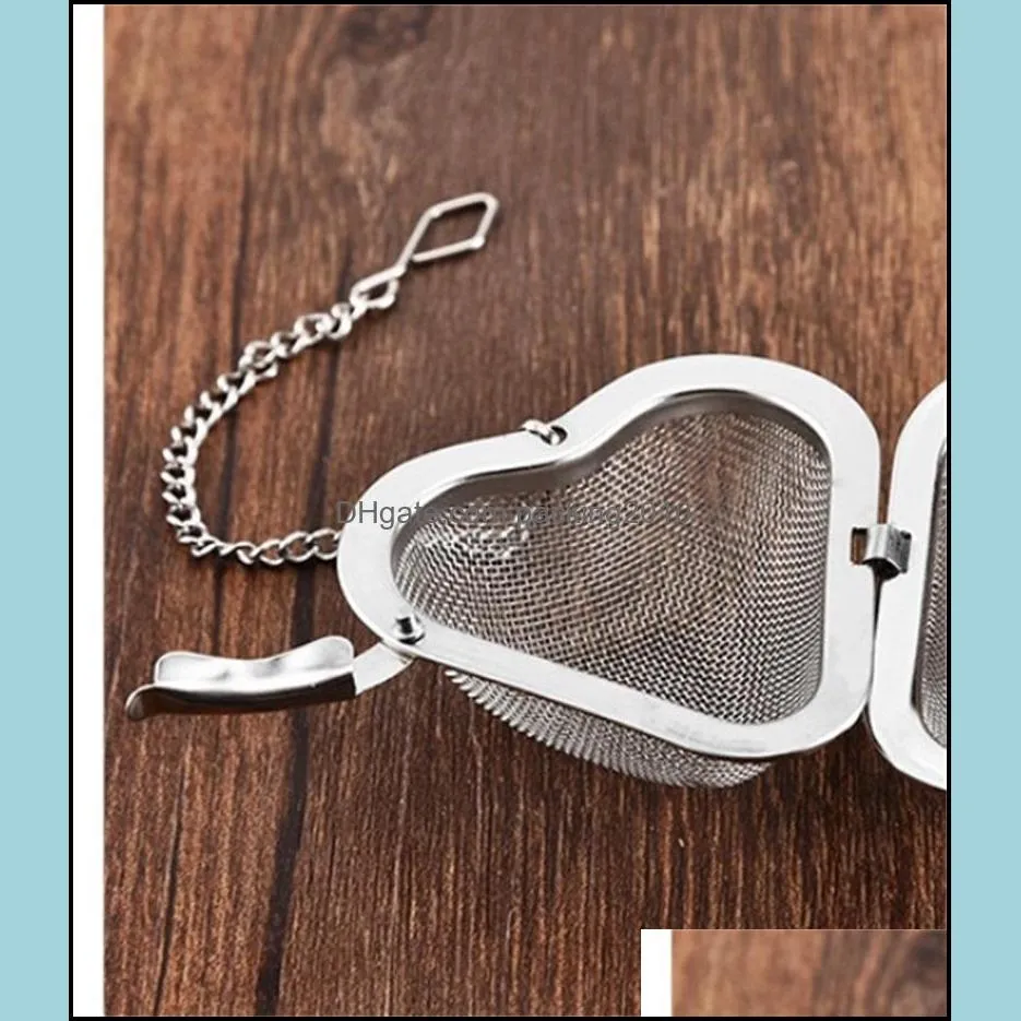 Heart Shaped Mesh Teas tool Maker Stainless Steel Tea Infuser Creative Home Life Supplies Hook Chain Strong Durable 3 5cfC1