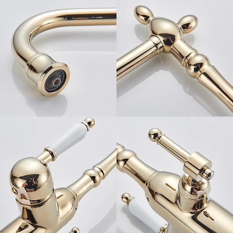 quyanre golden chrome Filter Kitchen Faucets Deck Mounted Torneira Cozinha Mixer Tap Cold and hot Water Purification Crane For Kitchen2