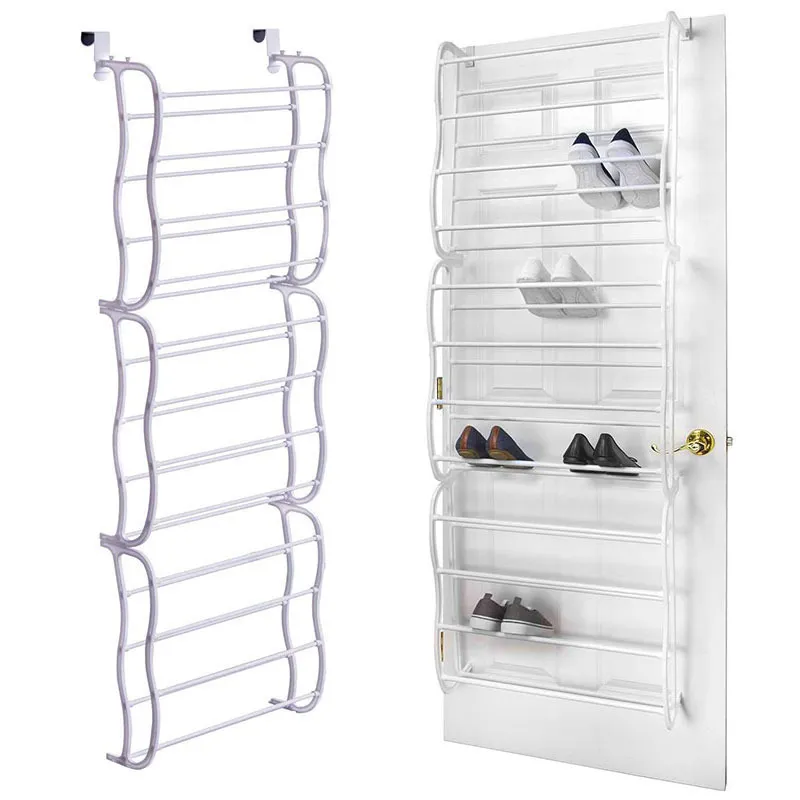 4 Layers Door Iron hook Hanging Shoe Rack Breathable Firm Shoe Organizer For Closet Bedroom Shoe Storage Cabinet Slippers Holder 201109