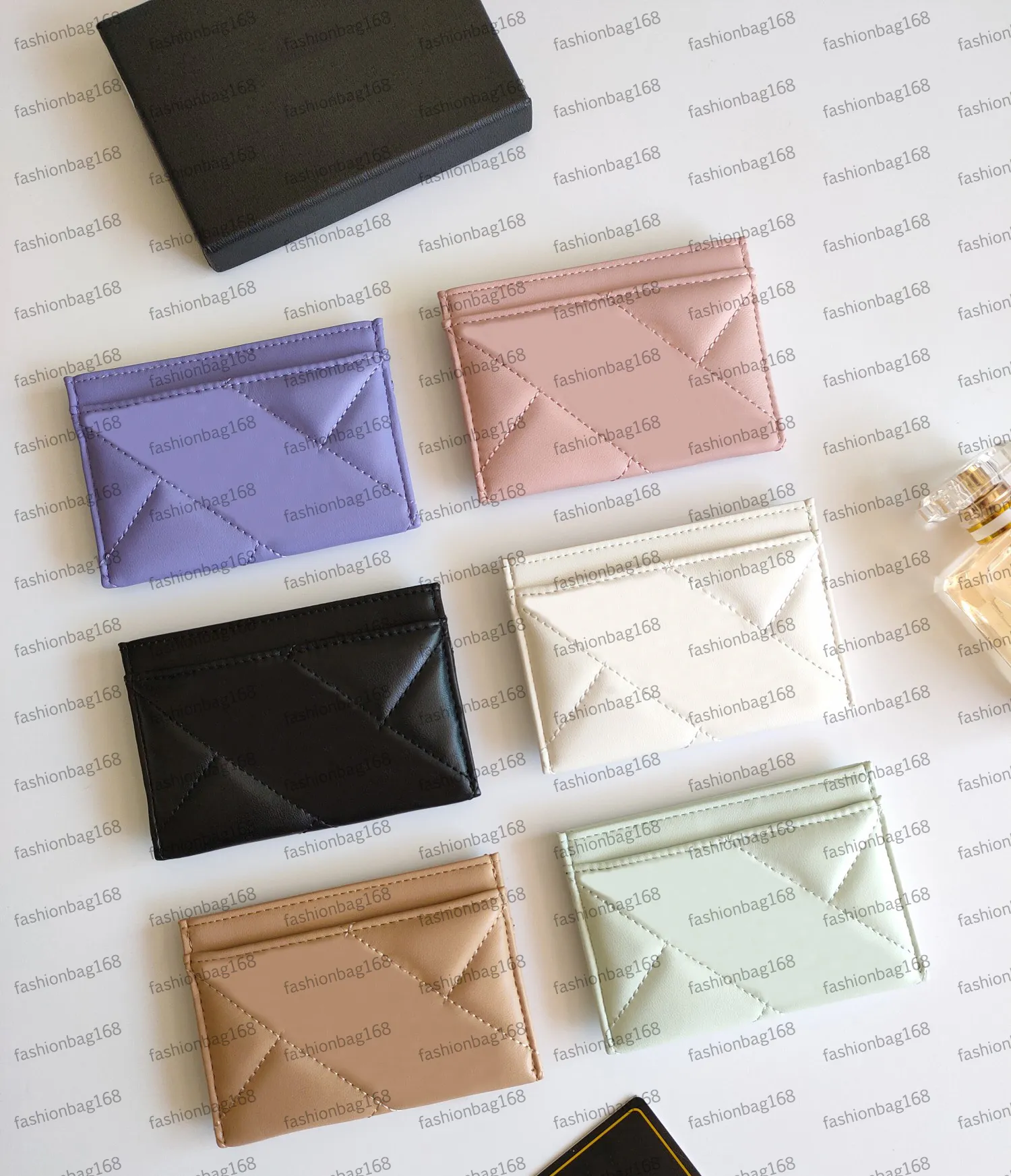 wholesale desinger fashion women card holders genuine leather quilted grid mini wallet purse