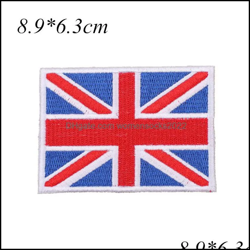 Sewing Notions 3.5X2.5 Inch Large Size American US Flag Embroidered Patches Iron on or Sew on Clothes Bags DIY Garment Applique