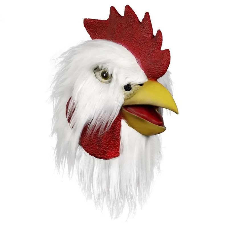 Rooster Mask Chicken Mask Halloween Novelty Costume Party Latex Animal Head Mask Rooster Cosplay Props White 220725