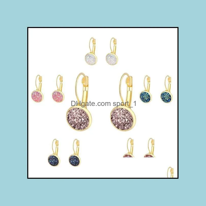 fashion druzy drusy earrings silver gold color fish scale imitate natural stone earrings for women jewelry