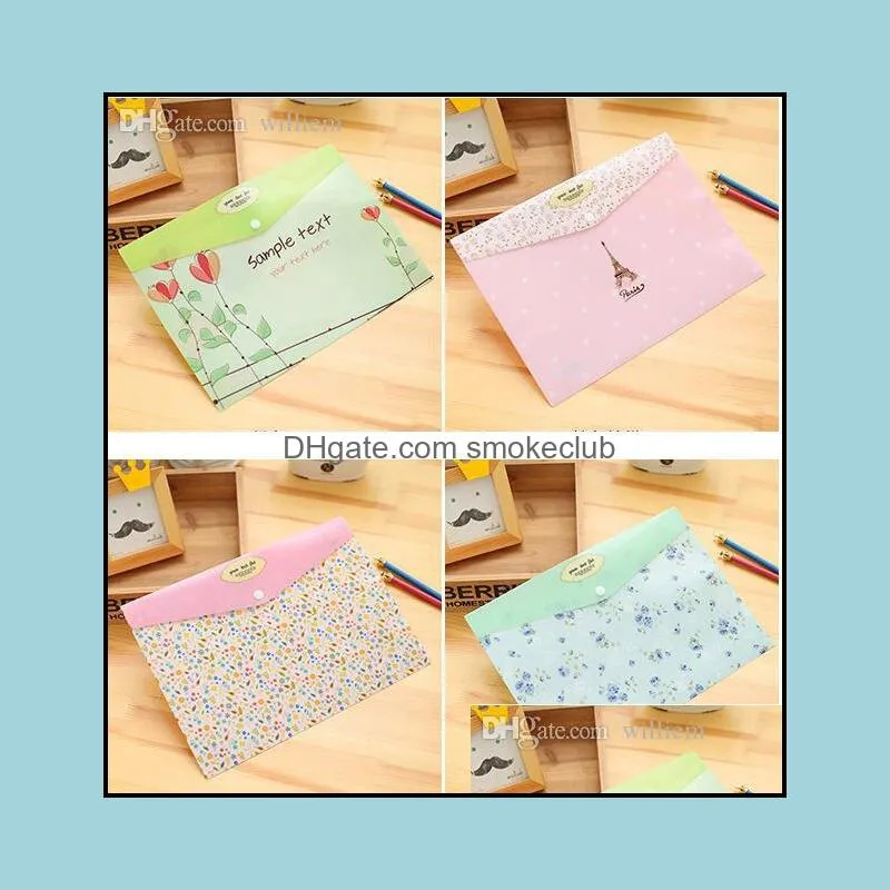 Wholesale-4 pcs/lot Korean stationery Small  flowers A4 file folder Cute tower document bag office school supplies canetas