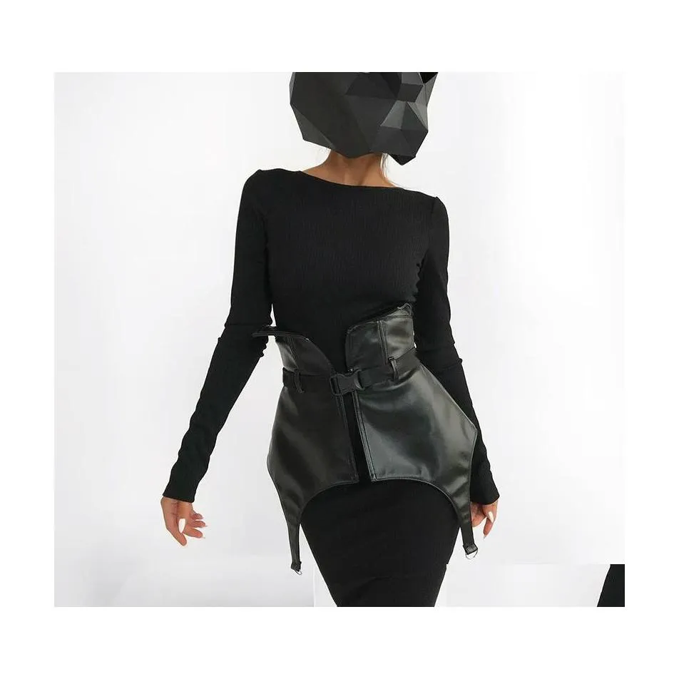 B￤lten svart pu l￤derb￤lte sp￤nne korsett kvinnor v￥r mode smal streetwear eleganta damer korsetter sl￤pp leverans tillbeh￶r dhrac