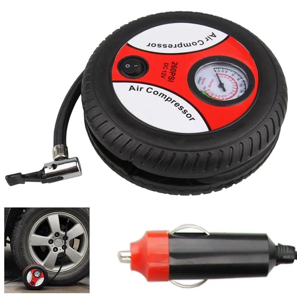 2020 Mini Portable Electric Air Compressor Pump Car Däck Inflator Pump Tool 12V 260PSI FP9 SHPPING3108