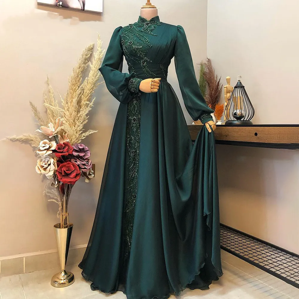 Sale Muslim Women Islamic Abaya Long Sleeve Maxi Dress Formal Party Jilbab Dubai  Gown In Nida Fabric With Work Hijab - MS CREATION - 3523796