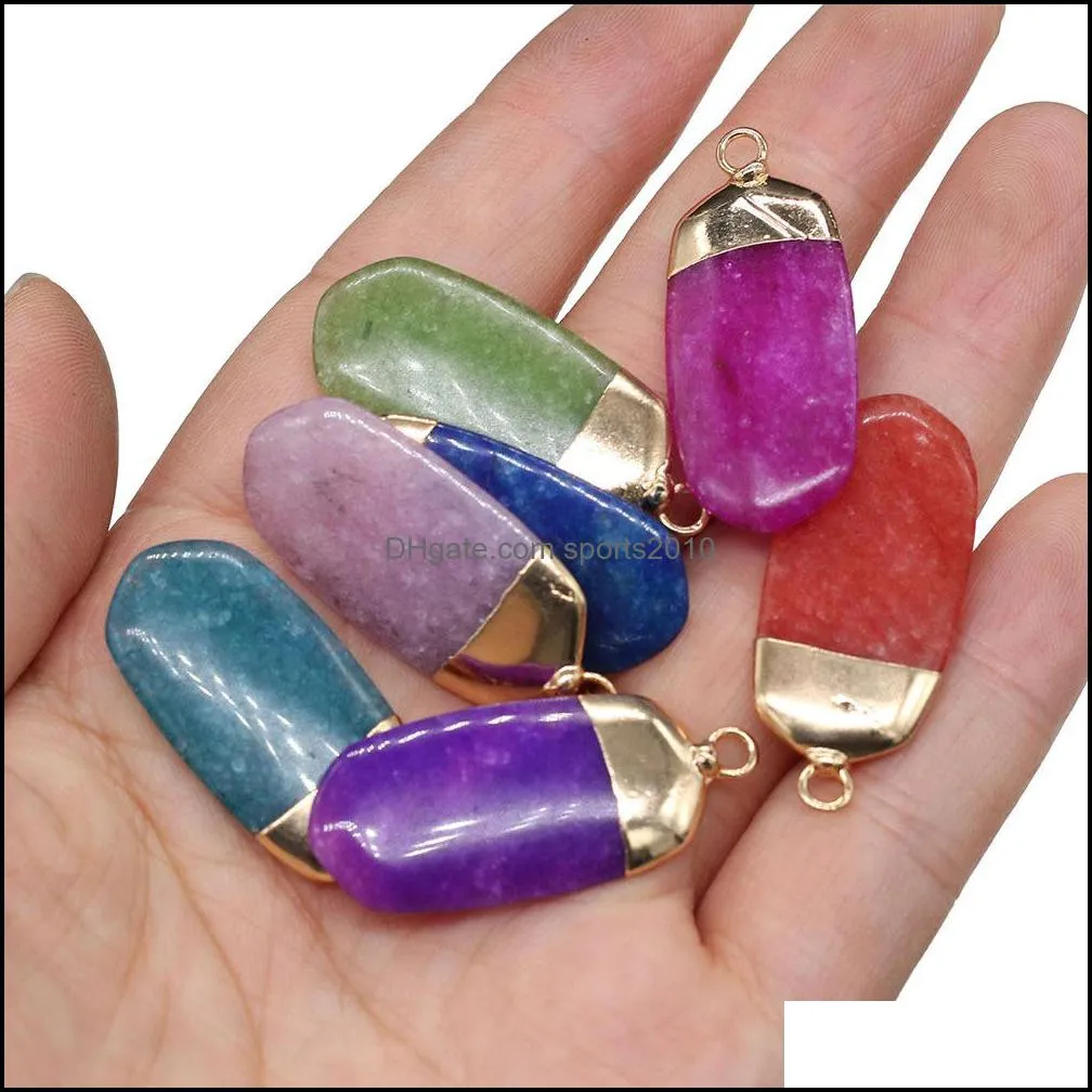 reiki healing charms semi-precious rectangular white stone dyed color crystal pendant diy necklace women fashion jewelry finding sports2010