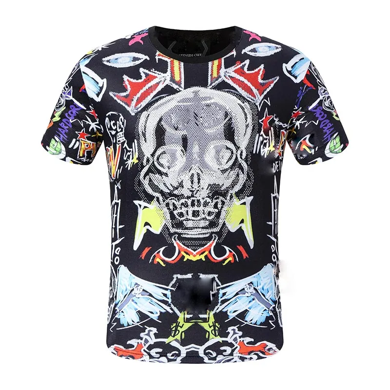 designer de graffiti mens Tees verão caveira cristal básico carta impressão sólida skate casual punk tops t-shirt camisas moda roupas de luxo manga curta atacado