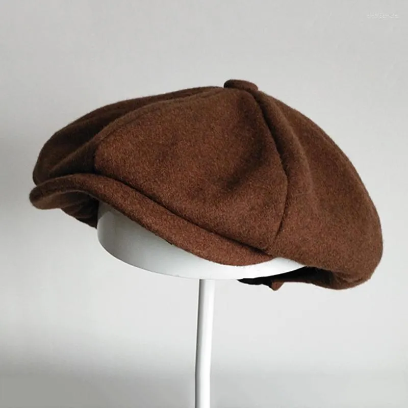 Berets Brand Wool Sboy Caps Men Flat Women Coffee