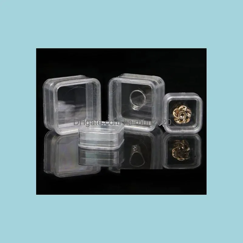 40*40mm Transparent Floating Display Case Earring Gems Ring Jewelry Suspension Packaging Box PET Membrane Stand Holder