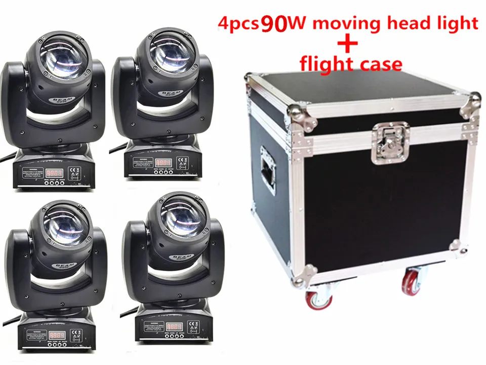 4 قطعة 90 واط و flightcase Lyre شعاع متحرك رئيس LED 90 واط أضواء كاشفة عالية الجودة مصباح متنقل RGBW 4In1 ل Dmx مرحلة الإضاءة ديسكو دي جي ضوء