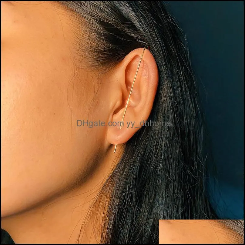 fashion climber piercing ear cartilage clip on earrings crawler hook earring rhinestone earcuffs studs jewelry for women k387fa