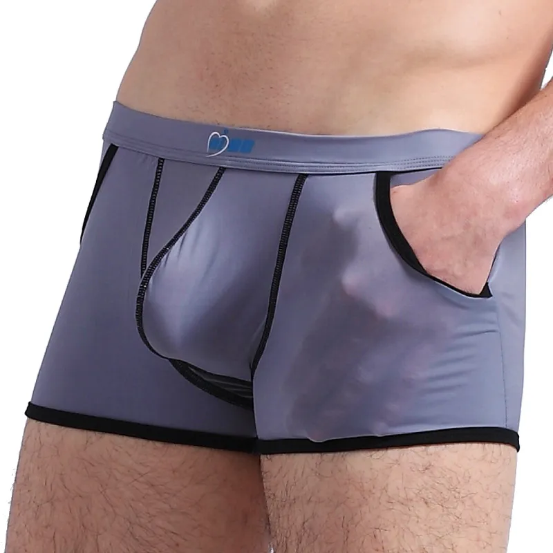 Underpants Men Boxers Male Panties Translucent Ice Silk Homme Pouch Boxershorts Slip Pocket Cuecas Sexy Masculino nylon underwear men