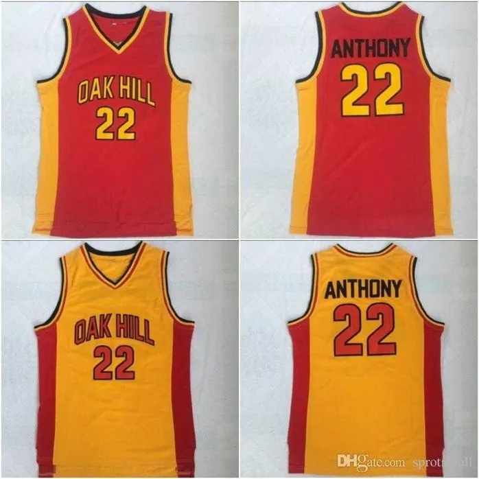 Sjzl98 # 22 Carmelo Anthony Basketball Shirts Hommes Melo Carmelo Anthony Oak Hill High School Maillot de basket-ball cousu