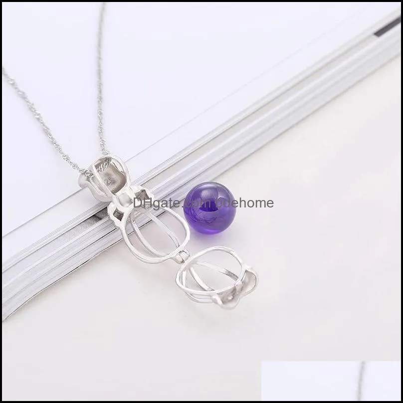 Wholesale Tortoise pearl/Ball Cage Hanging DIY Accessories S925 Silver Necklace Movable Box Manufacturer Free Shipping