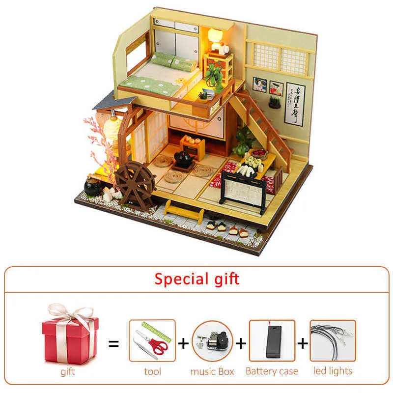 Kit Casa Delle Bambole Fai Da Te In Legno – Puzzle 3D Giapponese Con Luce LED – Modello In Miniatura 20x19x19 Cm – Regalo Creativo Per Adulti E Ragazzi