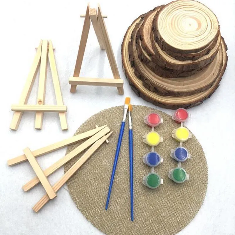 8x15cm Natural Wooden Mini Tripod Easel Mini Wedding Decoration Painting Small Holder Menu Board Accessoriy Stand Display Holders A0331