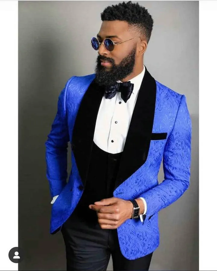 Classic Royal Blue Floral Slim Fit Mens Tuxedos 2022 Wedding Suits For Groom Suit Groomsmen Tuxedo From 75 58 DHgate
