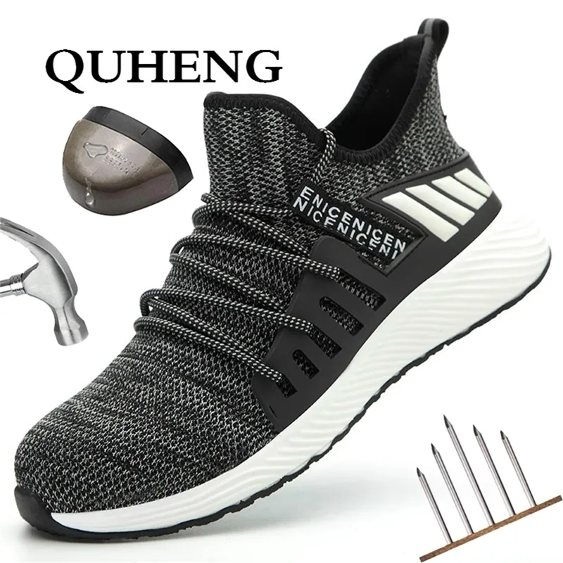 Quheng Comfort Safety Protective Shoes Men Summer Ademende laarzen werken stalen teen antismashing bouwwerk sneakers y200915