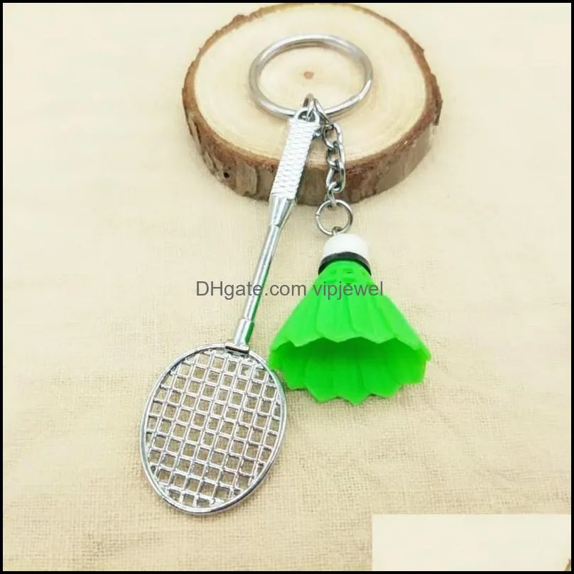 mini badminton racket balls key ring pendant 3d keyfob keychain car bag creative keyring holder gifts 6 colros g630q a