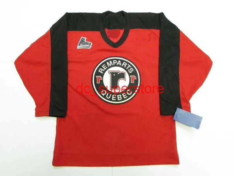 Rzadkie zszyte niestandardowe Remparts QMJHL Hockey Jersey Dodaj dowolny numer imienia Mężczyzn Młodzież Kobiety XS-5xl