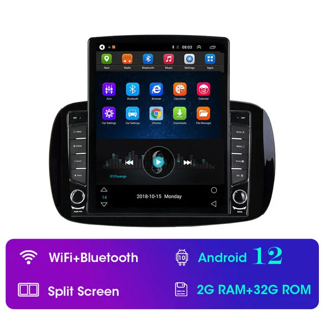 Coche Dvd GPS Navi Stereo Player 9 pulgadas Android para 2016-Mercedes Benz Smart con WIFI USB AUX