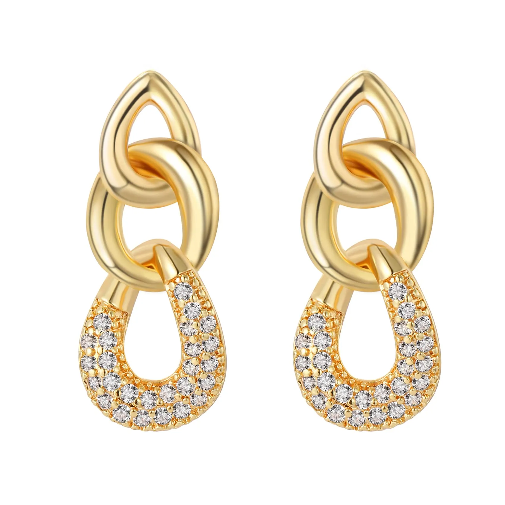 Charm Link Chain Earrings Small Gold Hoop Zircon Dangle Long Geometric Drop F ampda