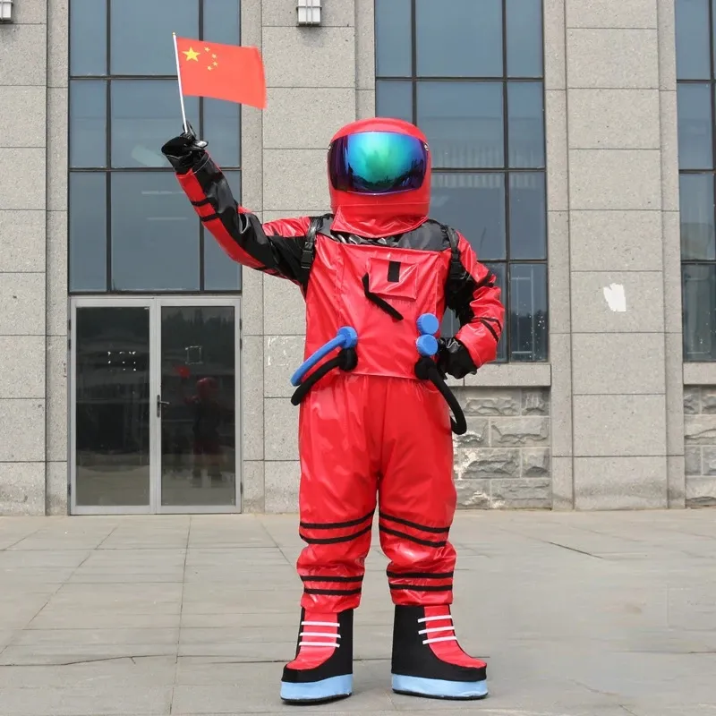 Costume de mascotte d'espace rouge d'Halloween, tenue de personnage de dessin animé, taille adulte, fête de carnaval de noël, tenue d'extérieur, costumes publicitaires