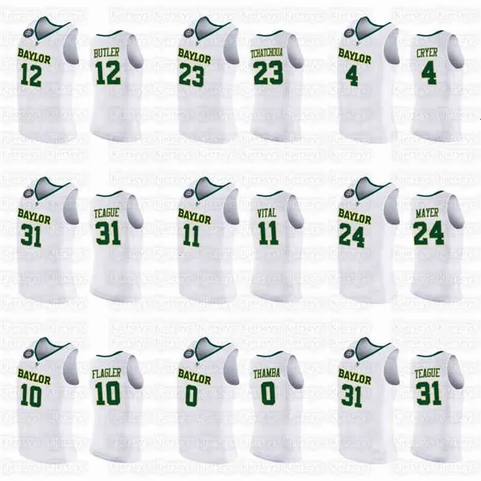 SJ98 Jared Butler Davion Mitchell Baylor Bears Men 2021 March Madness Final Four 100 ٪ التطريز Jersey White Home