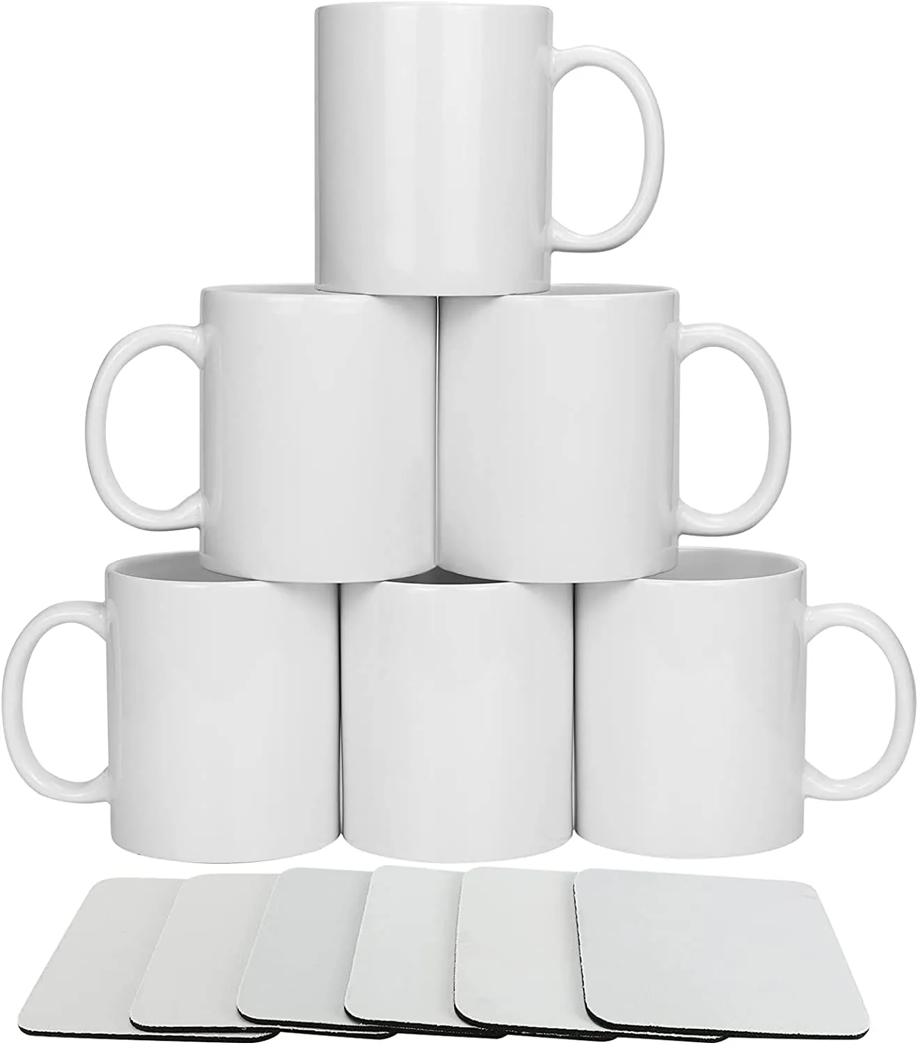 Conjunto de tazas de café en blanco de sublimación blanca de 11 oz Copa de cerámica de chocolate de té: sublimación de bricolaje en blanco de productos a granel