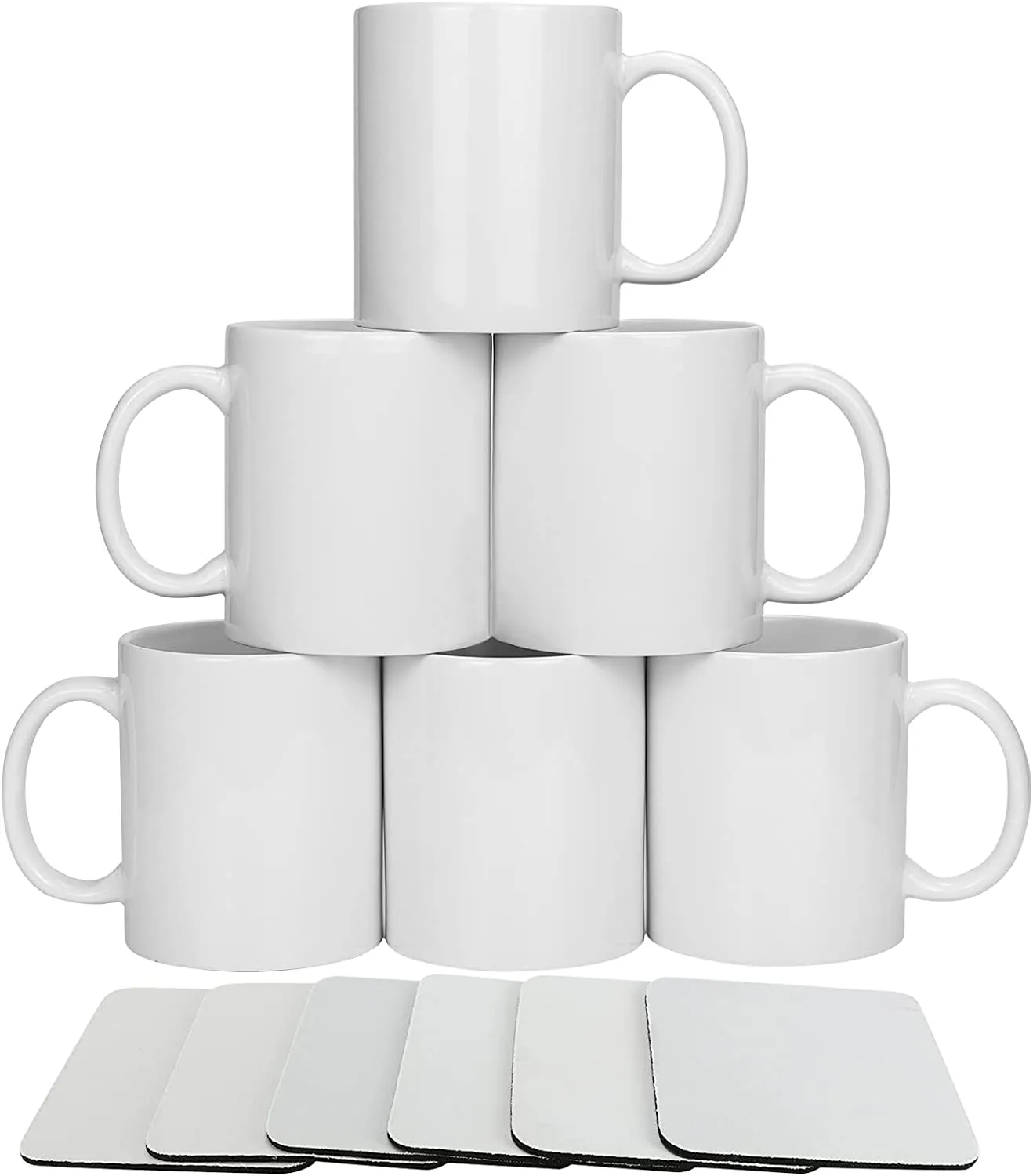 Set of White Sublimation Blank Coffee Mugs 11oz Tea Chocolate Ceramic Cups- DIY Sublimation Blanks Products Bulk