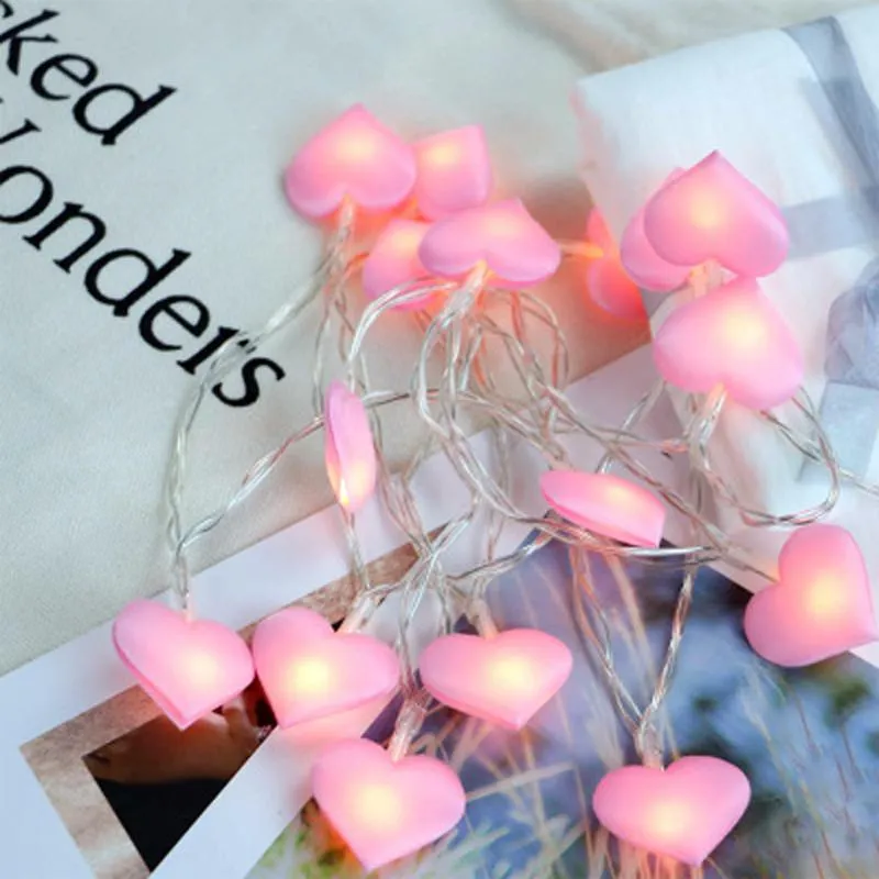 Strings Led Xsky Love Heart String Fairy Lights Pink Girl Bedroom Decoração Luz de Garland Garland para Festas Interiores Luz iluminada