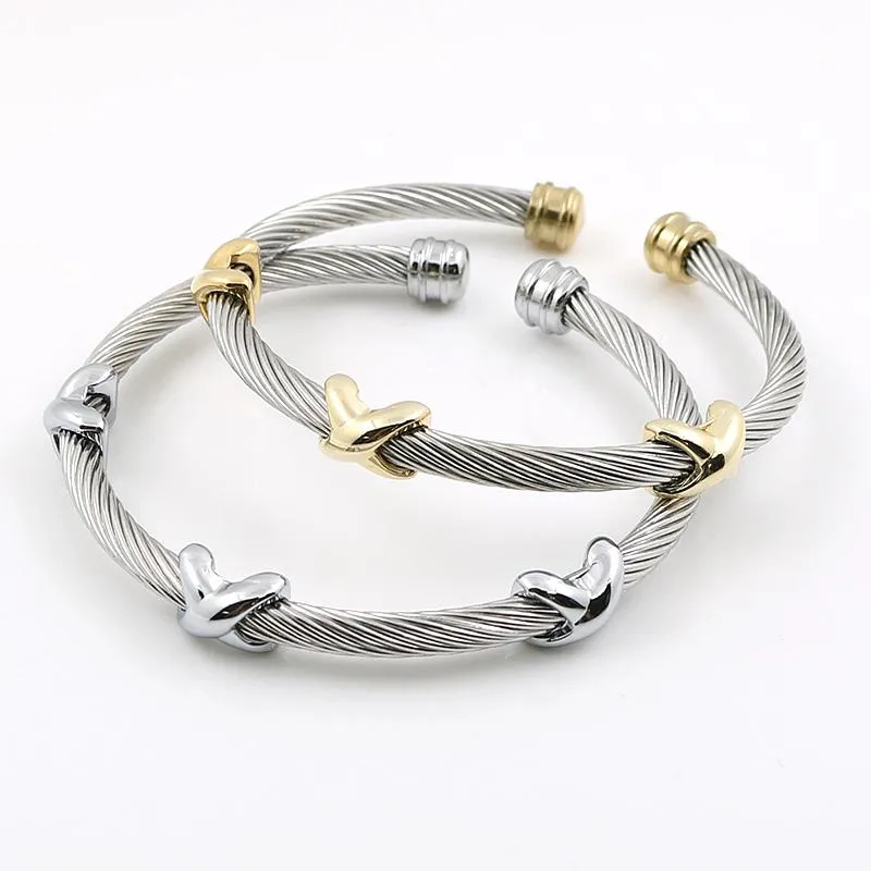 Charm Bracelets MSX Classical Charms Stainless Steel Bracelet Starfish Punk Cable Twist Wire Stripe Wedding Party Jewelry Acceso