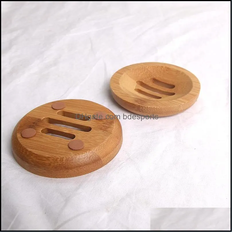 Round Mini Soap Dish Creative Environmental Protection Natural Bamboo Soaps Holder Drying SoapHolder Bathroom Accessories LLS133-WLL