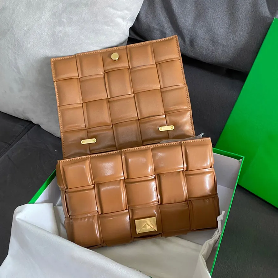 Kadın Örgülü tofu çanta çanta Luxurys Tasarımcılar Çanta zincir yastık şekli ile yüksek kaliteli Hakiki deri dokuma