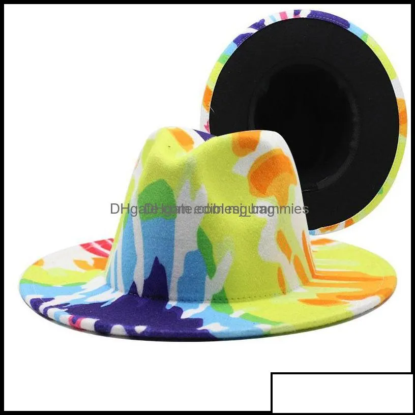 Party Hats Festive Supplies Home Garden Colorf Wide Brim Church Derby Top Hat Panama Felt Fedoras For Men Women Artificial Wool British
