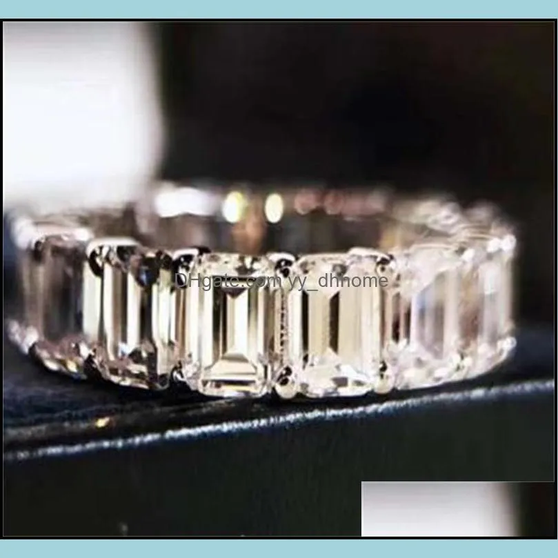 Hot Sale New Arrival Luxury Jewelry 925 Sterling Silver&ampGold Fill Princess Cut White Topaz CZ Diamond Women Wedding Engageme 57 L2