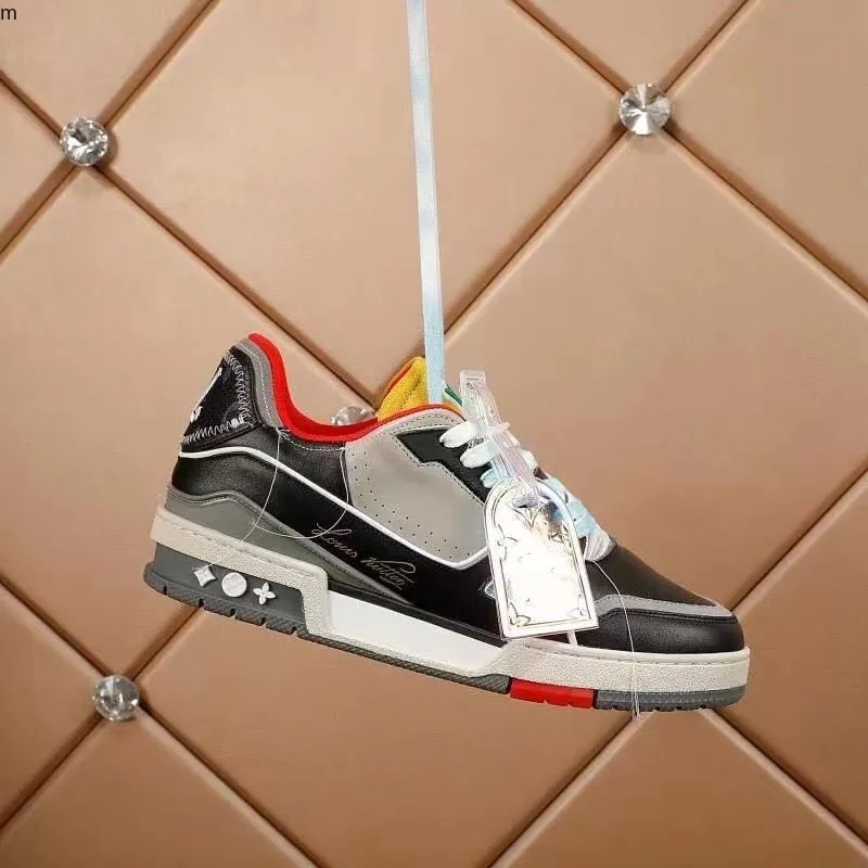 Tasarımcı Moda Eğitmeni Sneaker Intage Sıradan Ayakkabı Virgils Timsah-Dökülmüş Siyah Gri Kahverengi Beyaz Yeşil Buzağı Deri Fransız Ablohs Erkek Ayakkabı Kopy0003